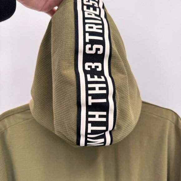 Adidas 1/4 Zip Pullover Jacket Mens Large Green‎ Nylon Pockets Hood - Picture 7 of 10